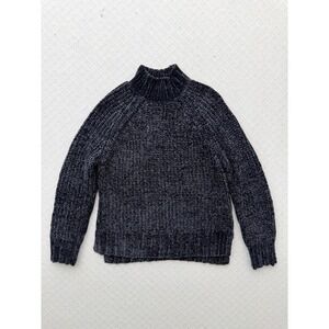 Bella Dahl Womens Chenille Mock Neck Sweater Soft Plush Charcoal Gray Small